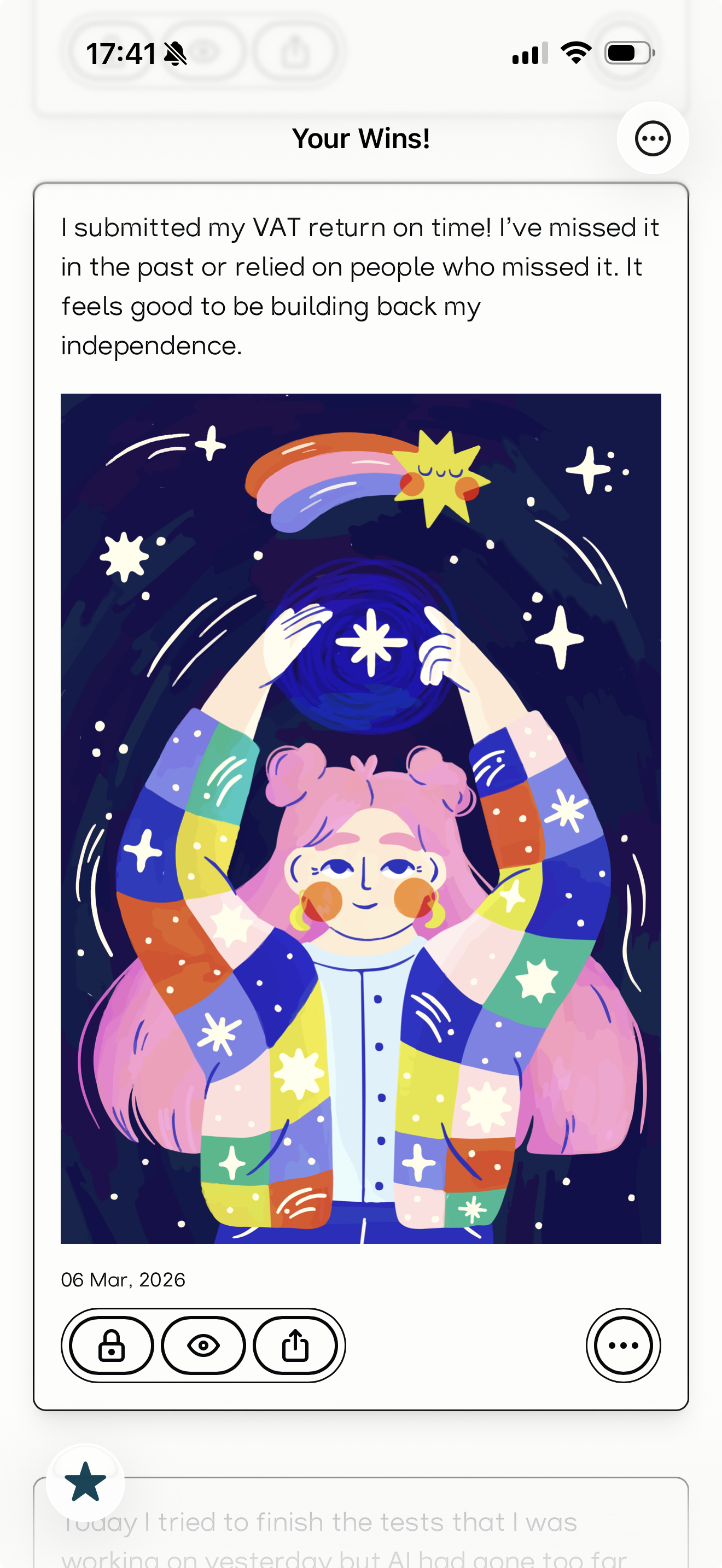 Sharing a Win in the Cammi app